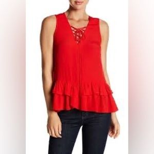 Red Lace-Up Tank Top
